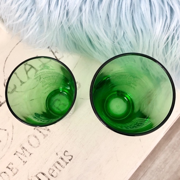 Rolling Rock, Beer Glasses Green Beer Glass, 17oz & 13oz Set of 2 Nice Condition - Picture 5 of 11